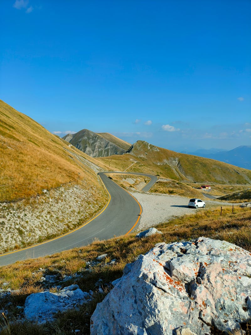 Mountain road next to a lake in Montenegro